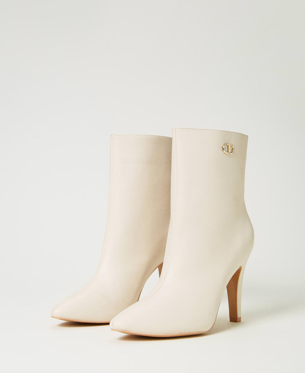 Leather ankle boots Woman White TWINSET Milano