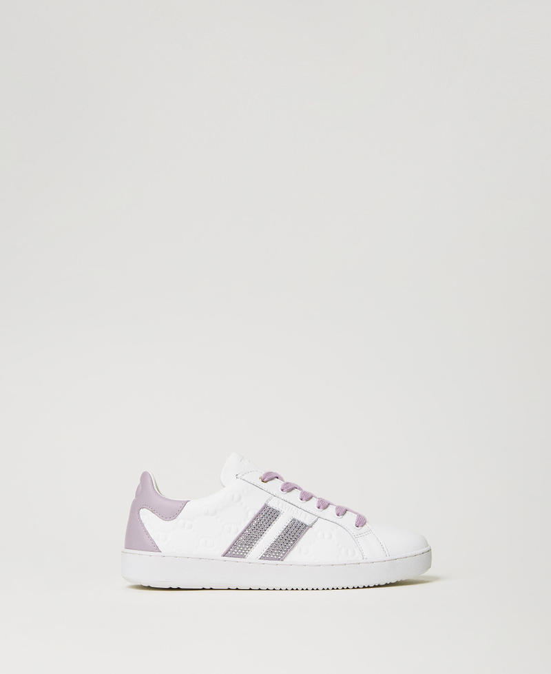 Leather trainers with rhinestones