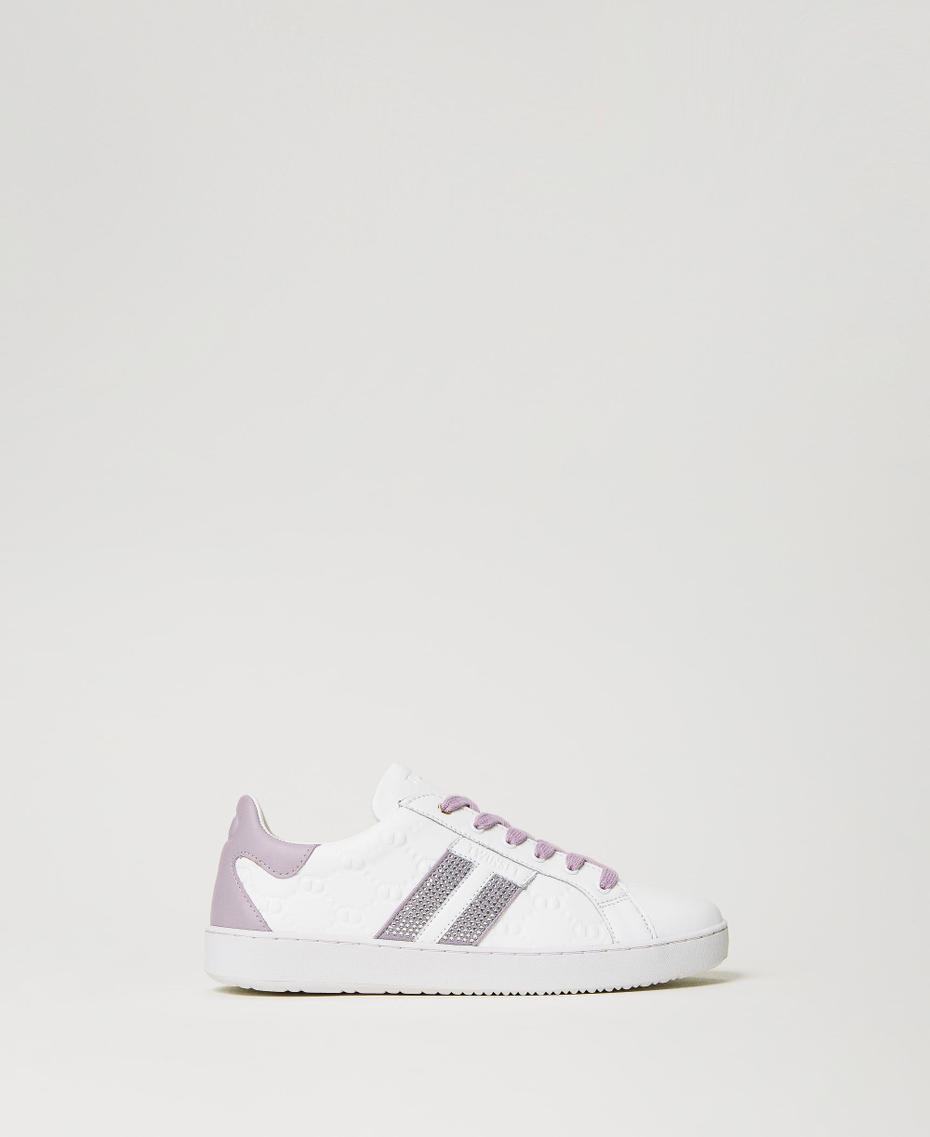 Leather trainers with rhinestones