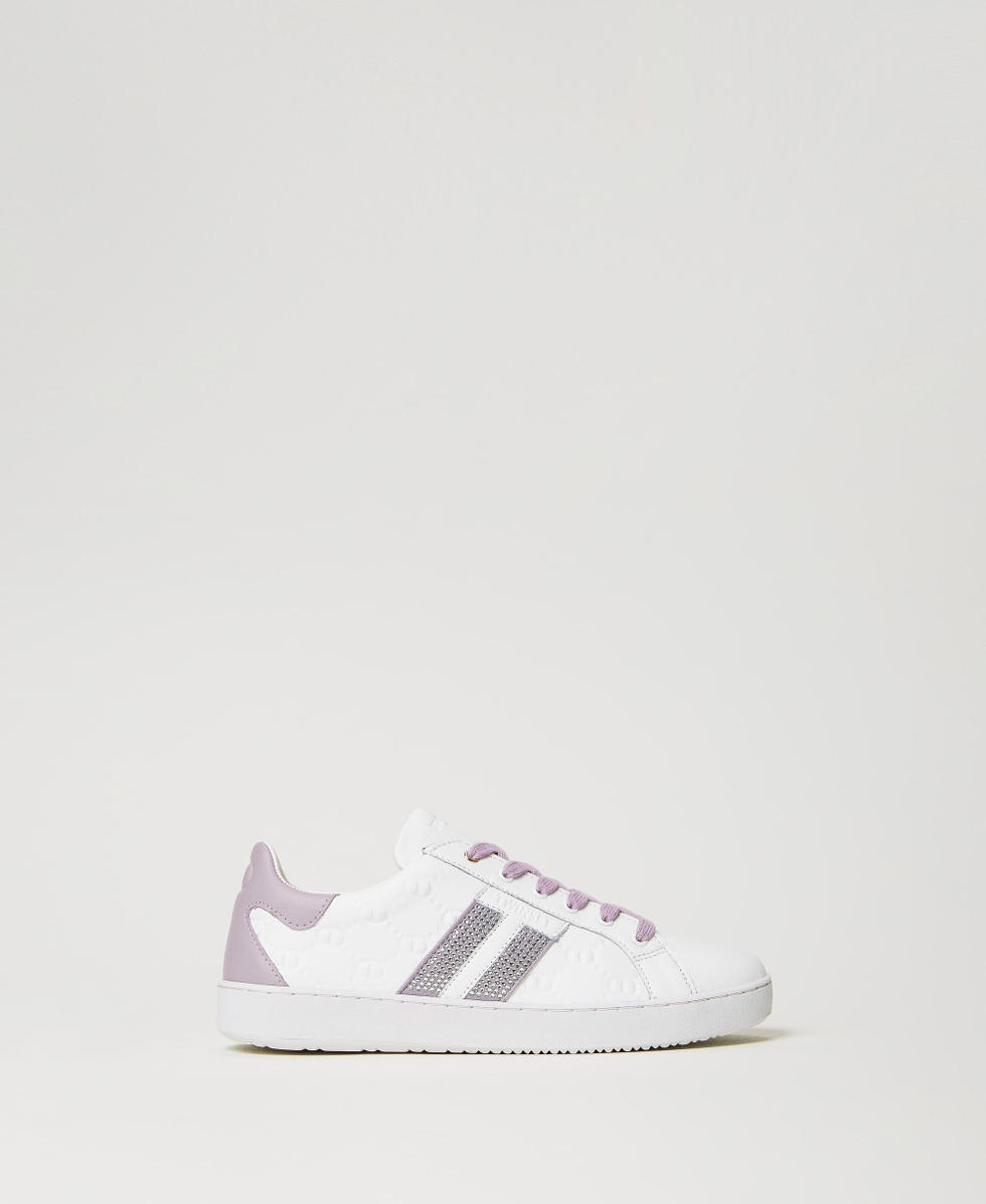 Leather trainers with rhinestones