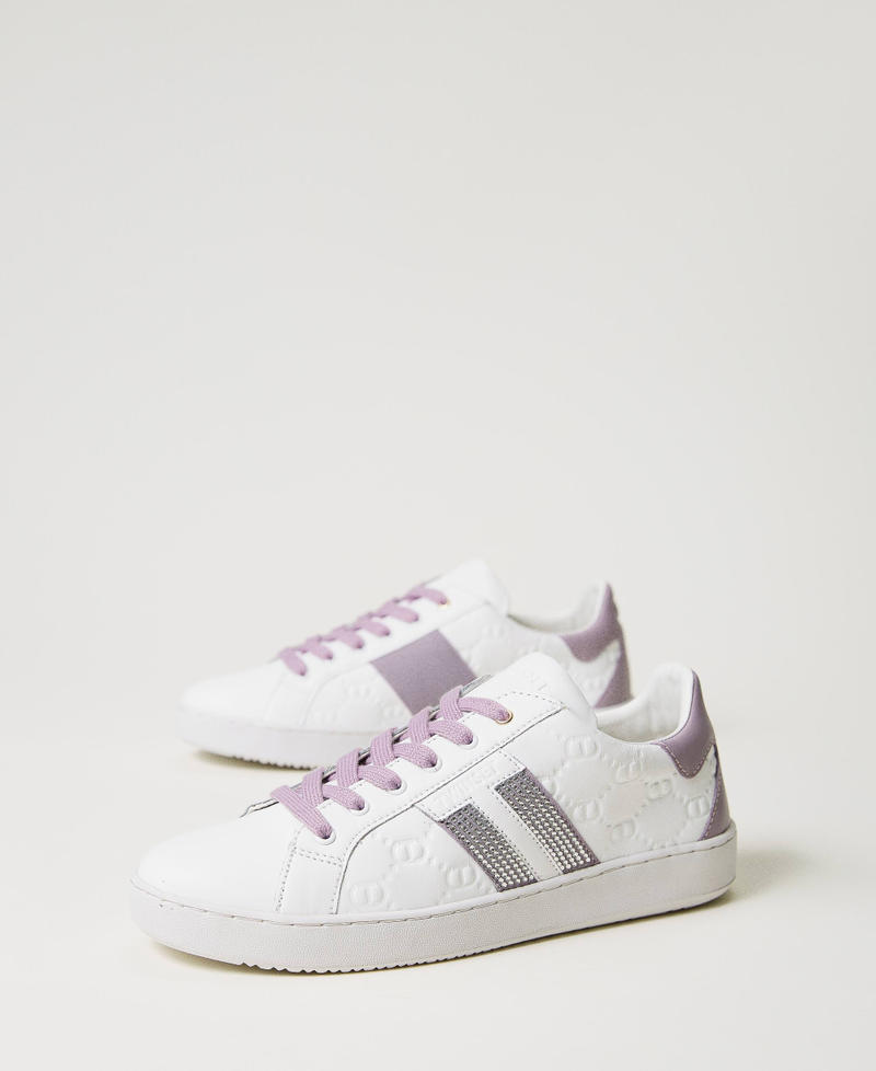 Leather trainers with rhinestones