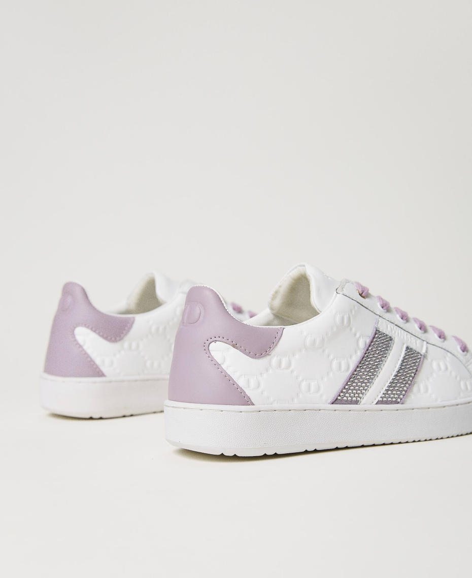 Leather trainers with rhinestones