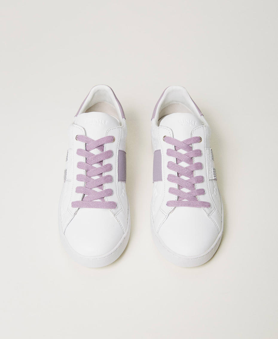 Leather trainers with rhinestones