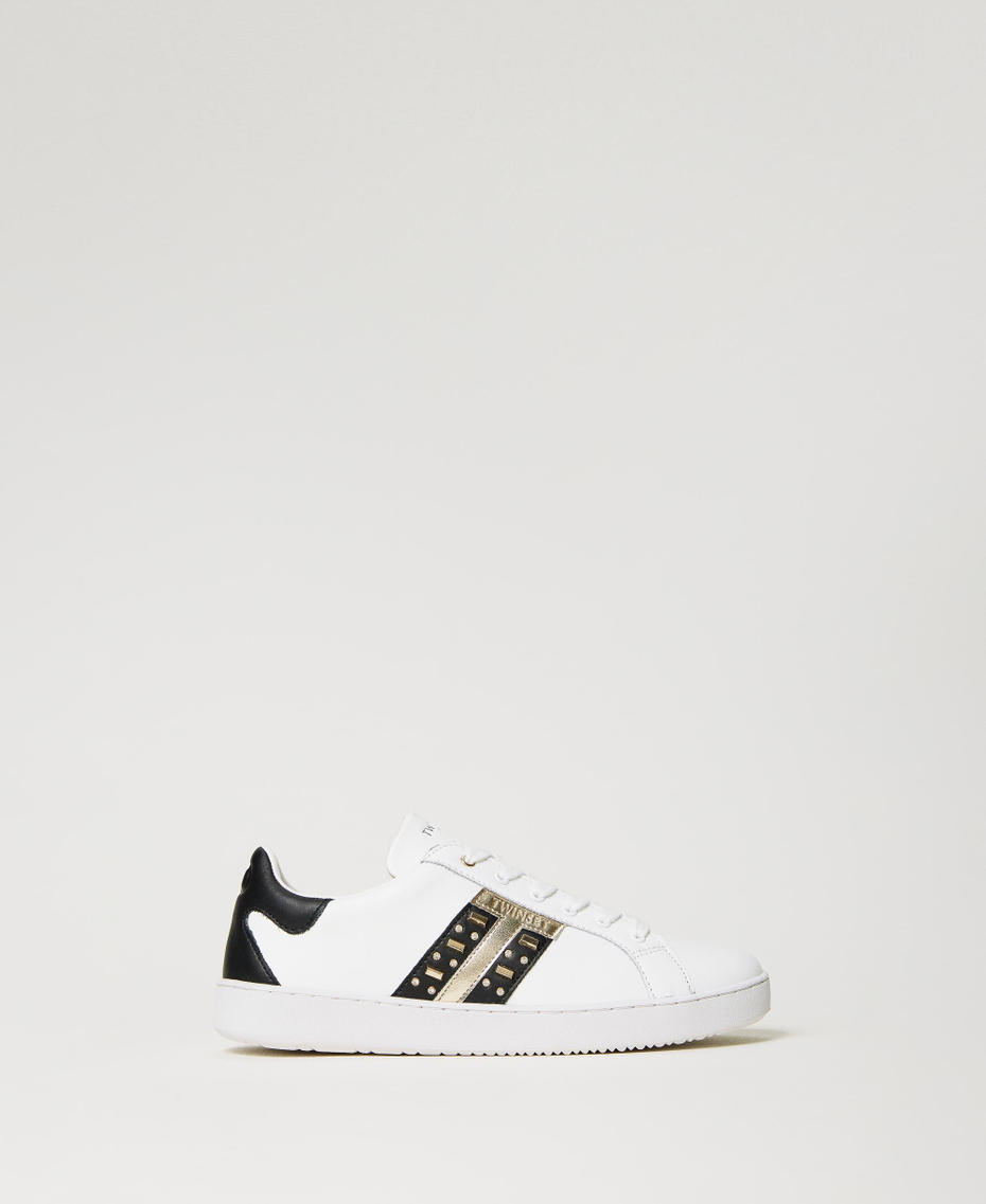 Leather trainers with studs White Woman 232TCP204-01