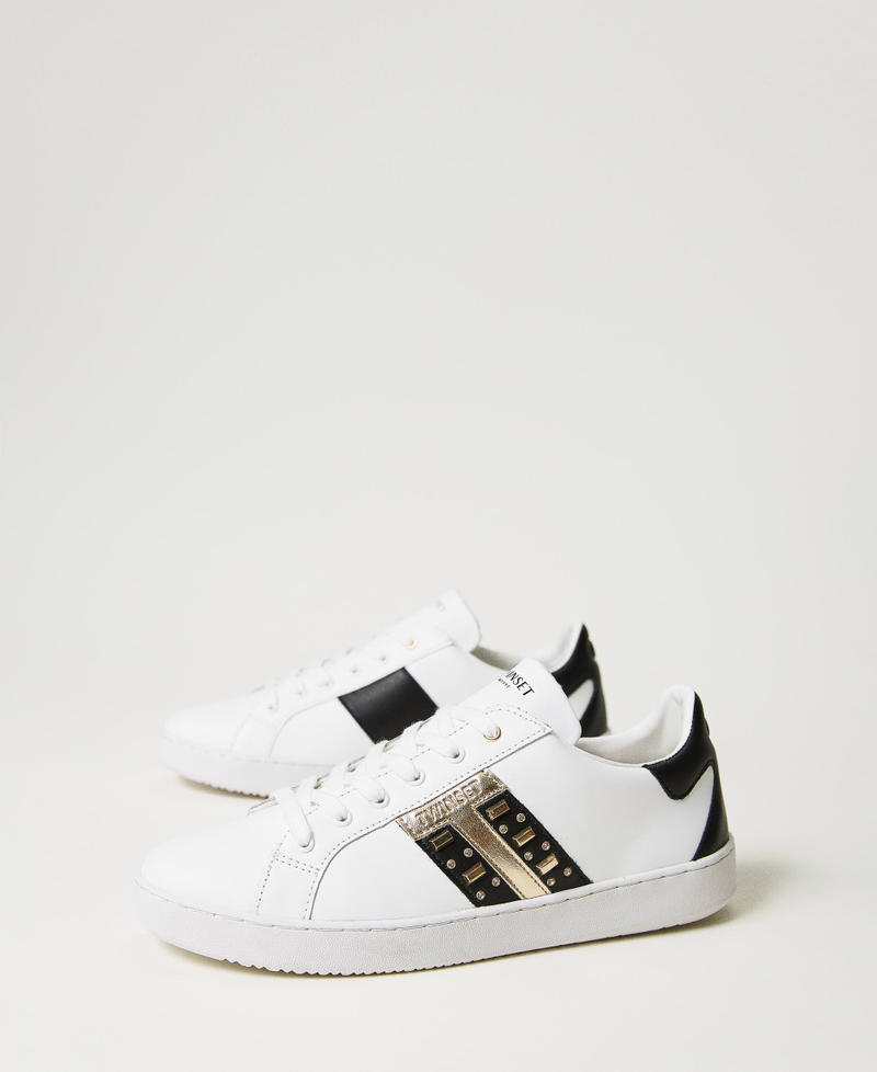 Leather trainers with studs White Woman 232TCP204-02