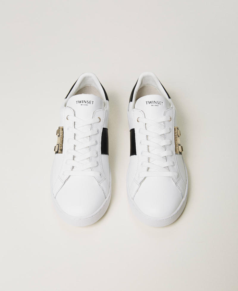 Sneakers de piel con tachuelas Blanco Mujer 232TCP204-04