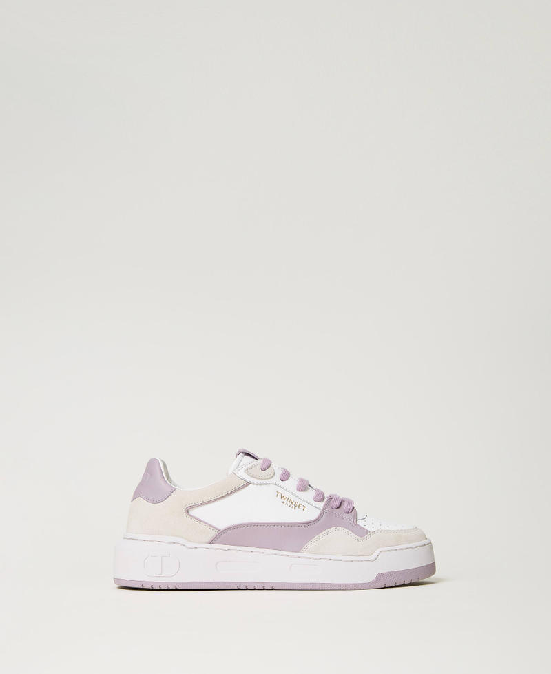 Baskets en cuir color block