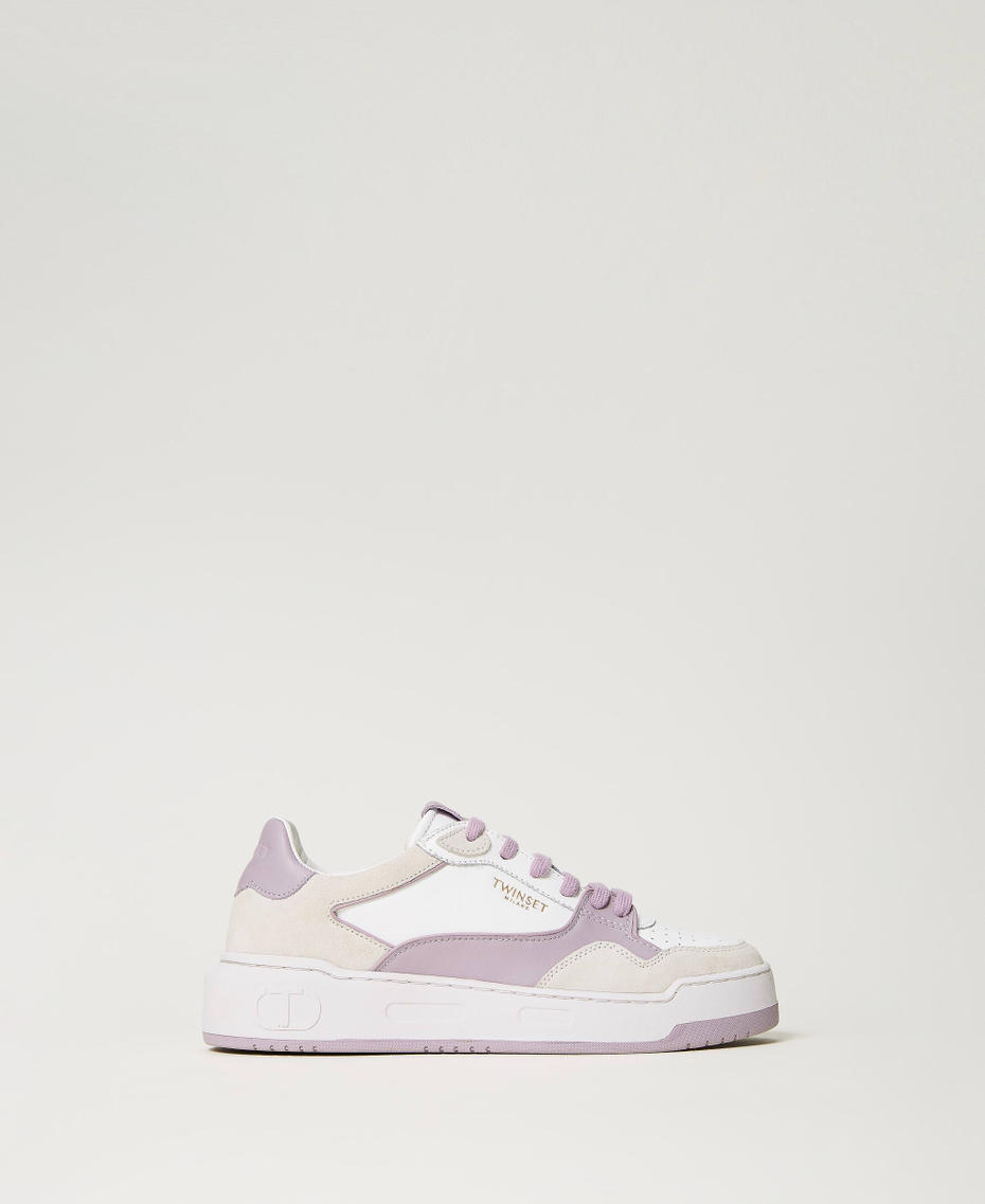 Baskets en cuir color block