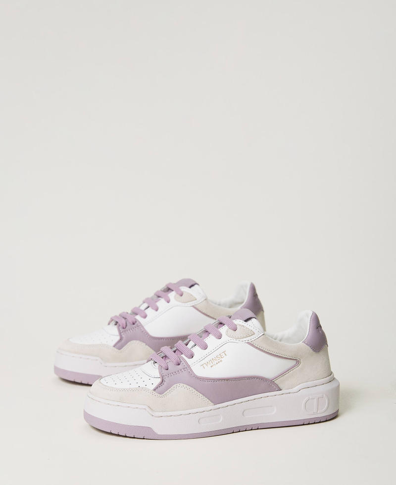 Baskets en cuir color block