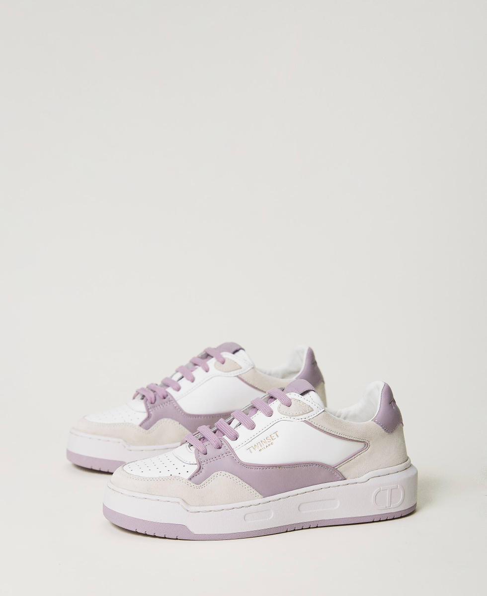 Ledersneaker im Color-Block-Look