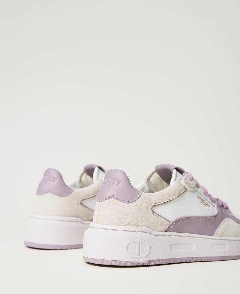 Baskets en cuir color block