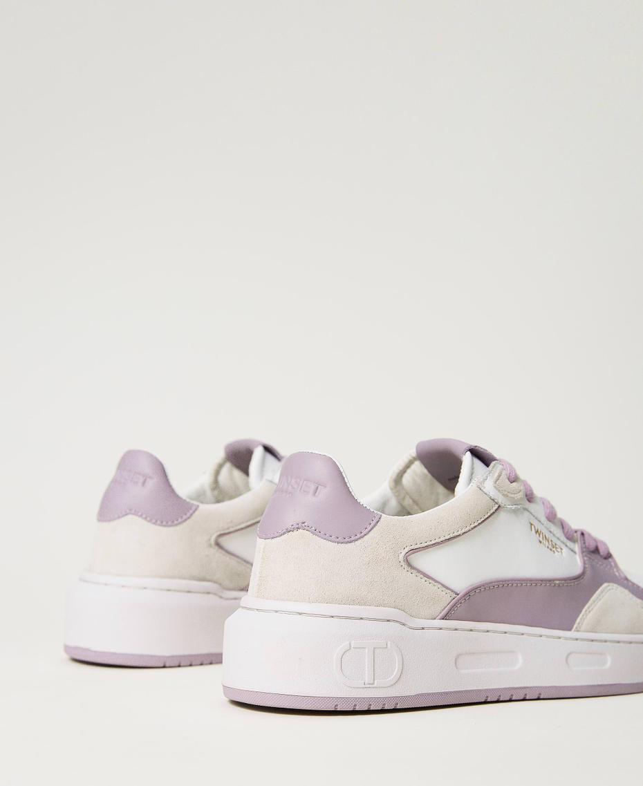 Baskets en cuir color block