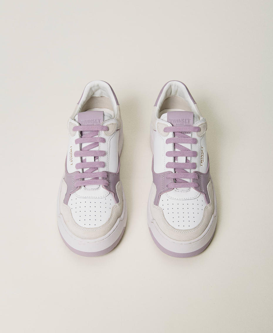 Baskets en cuir color block