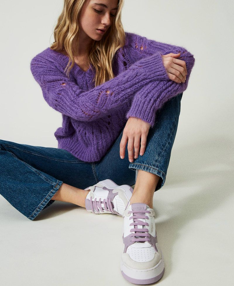 Baskets en cuir color block