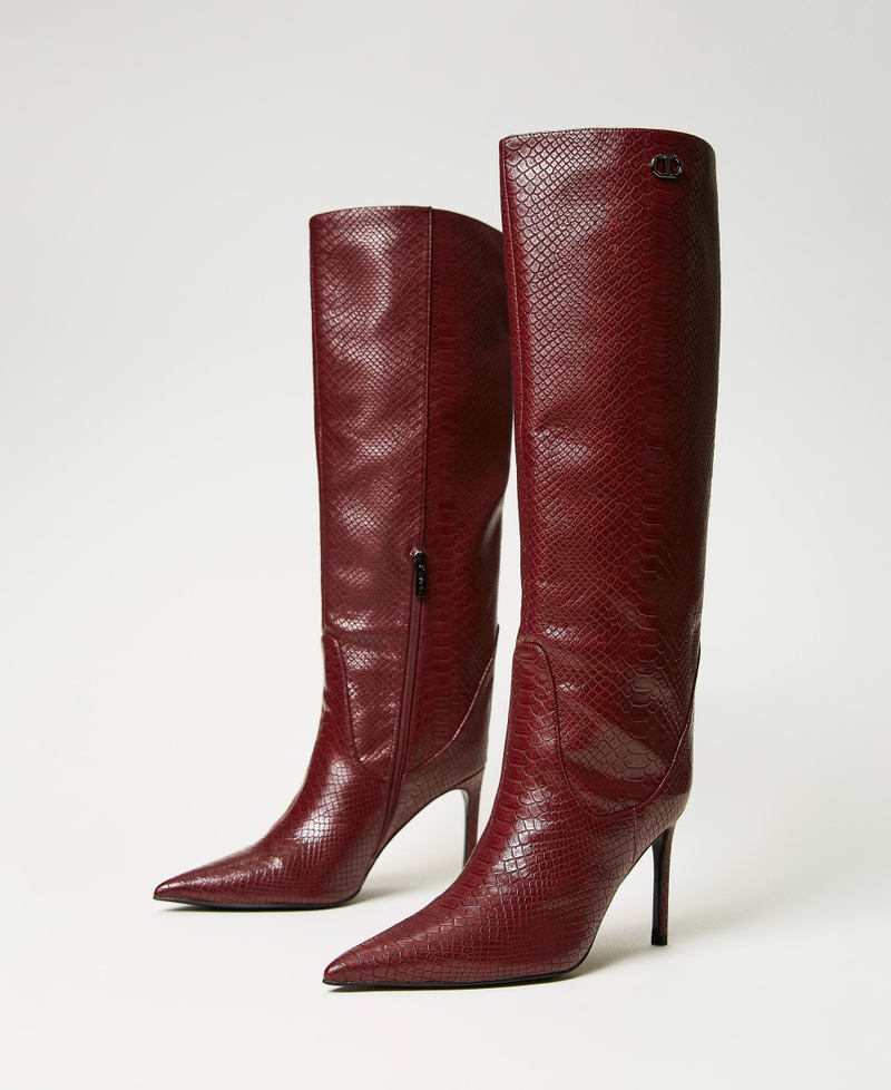 Brown Crocodile Print Boots