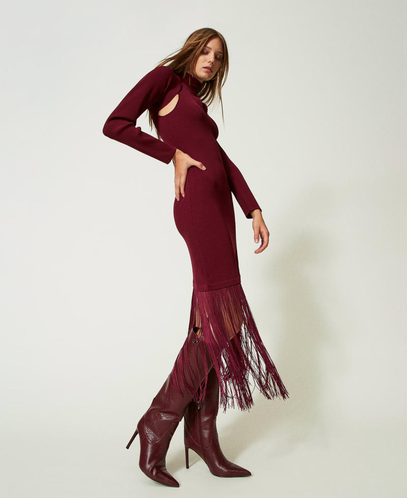 Crocodile print high boots Burgundy Python Print Woman 232TCT020_11056_0S
