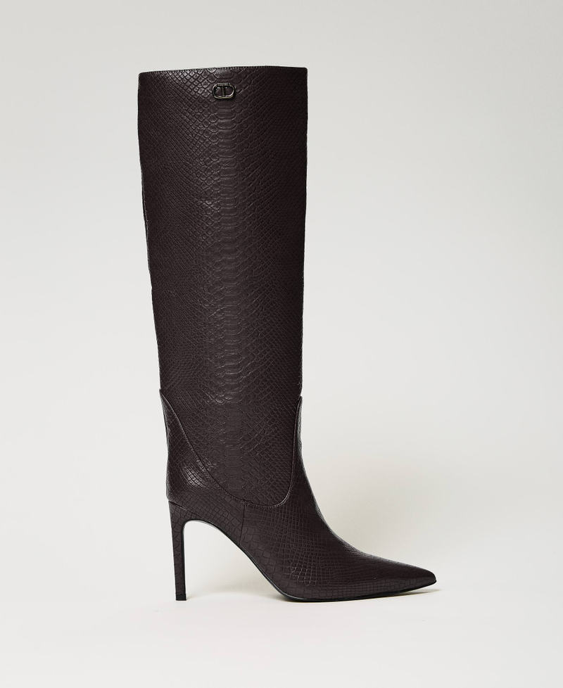 Bottes à talons avec imprimé croco