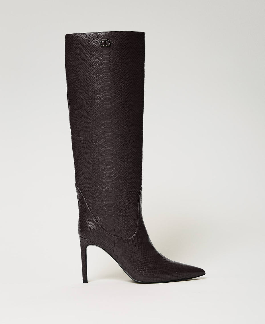 Bottes à talons avec imprimé croco