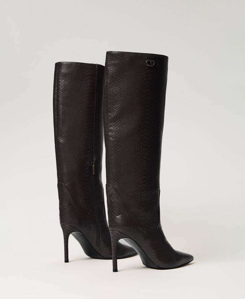 Bottes à talons avec imprimé croco