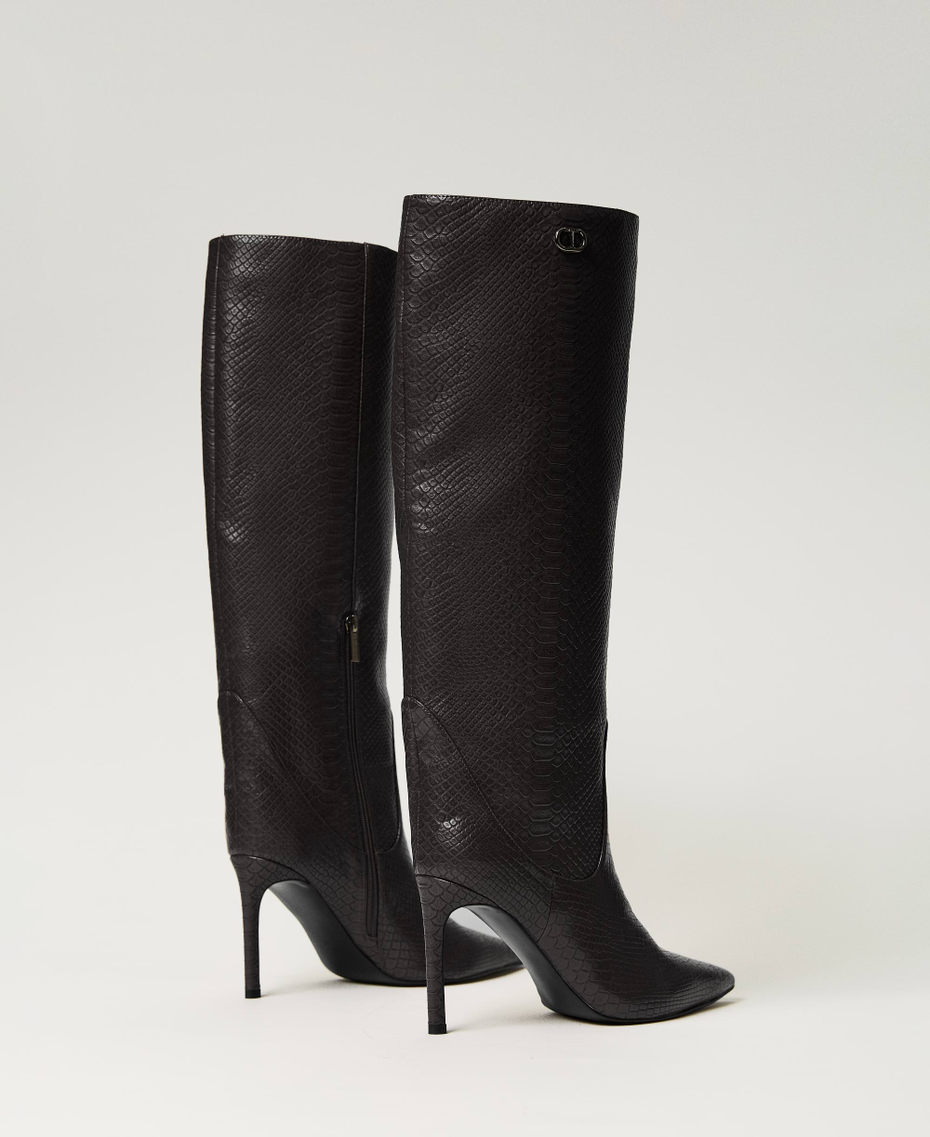 Bottes à talons avec imprimé croco
