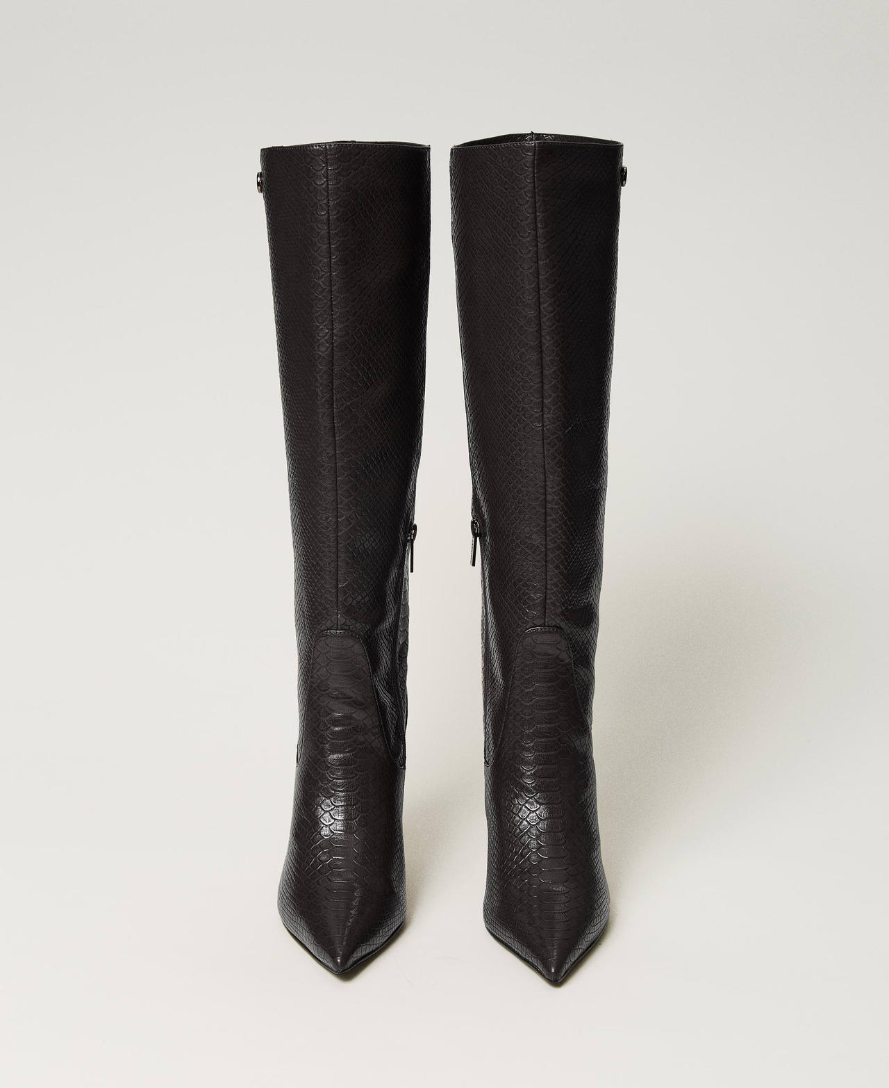 Black croc print boots outlet