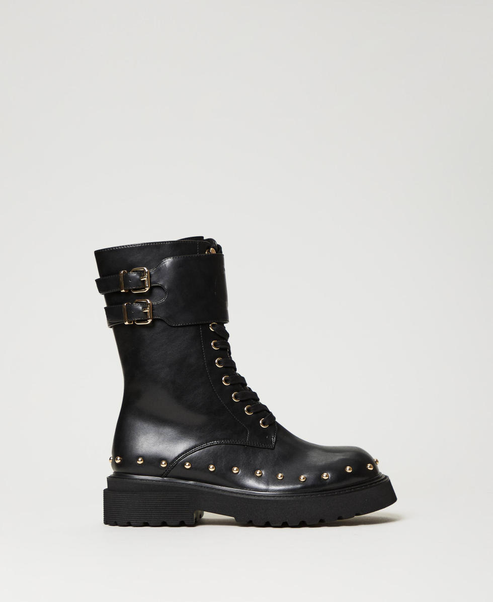 Anfibi con fibbie e borchie Donna Nero TWINSET Milano