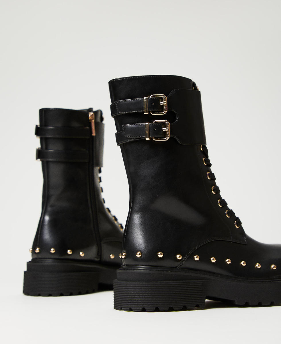 Bottines motardes avec boucles et clous Femme Noir TWINSET Milano