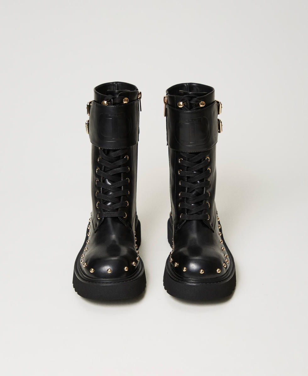 Anfibi con fibbie e borchie Donna Nero TWINSET Milano