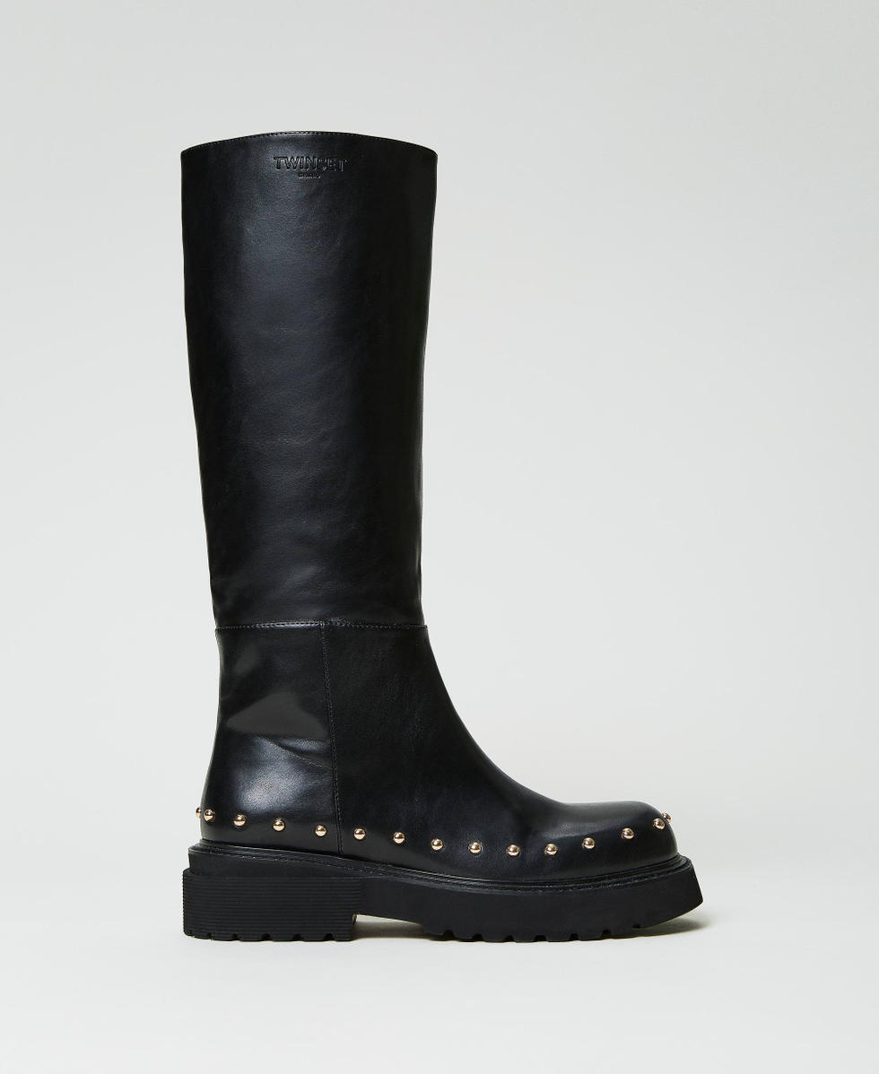 Biker boots with studs Woman Black TWINSET Milano
