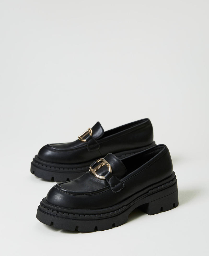 Chunky loafers with Oval T Black Woman 232TCT062-02