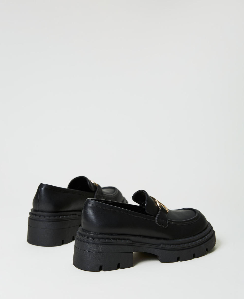 Chunky loafers with Oval T Black Woman 232TCT062_00006_03