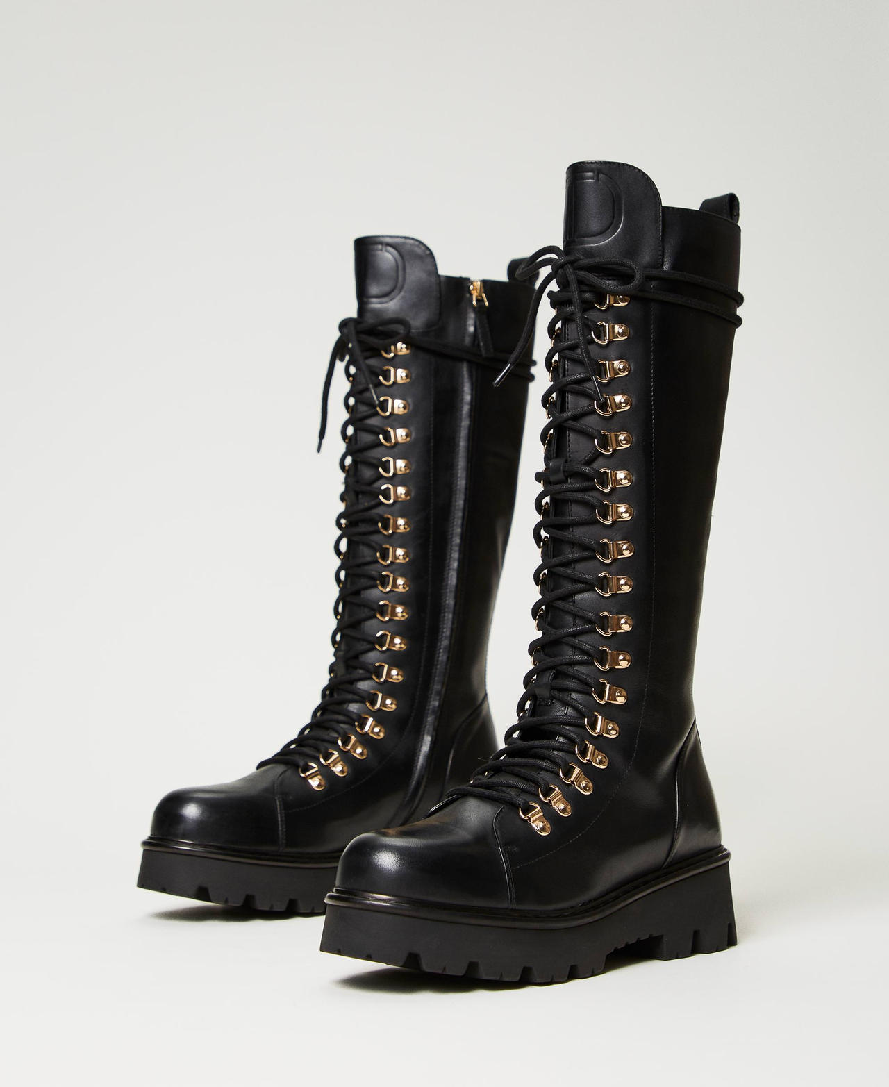 High top leather combat boots