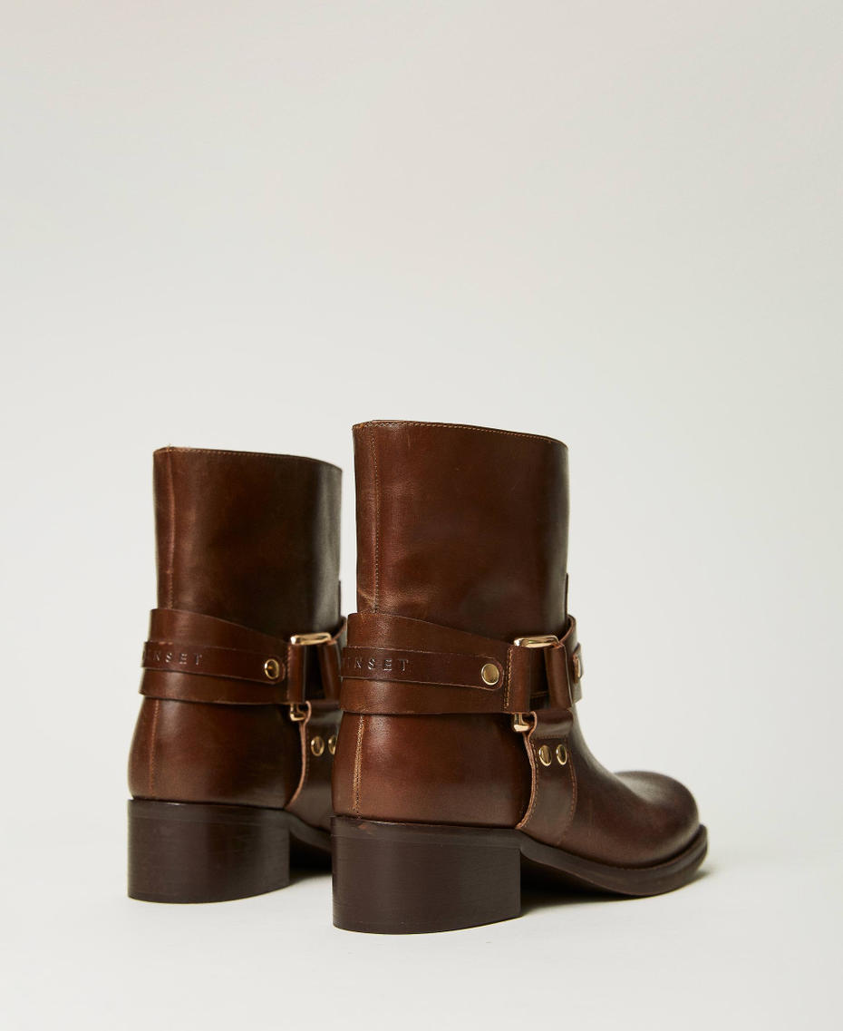 Leather boots with buckle Tobacco Woman 232TCT132-03