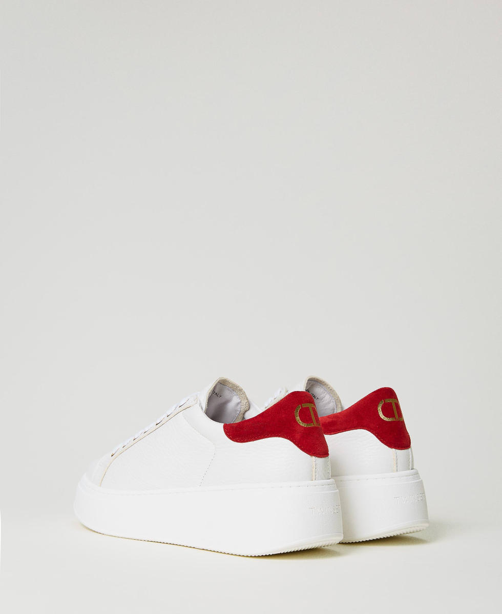 Red leather trainers deals