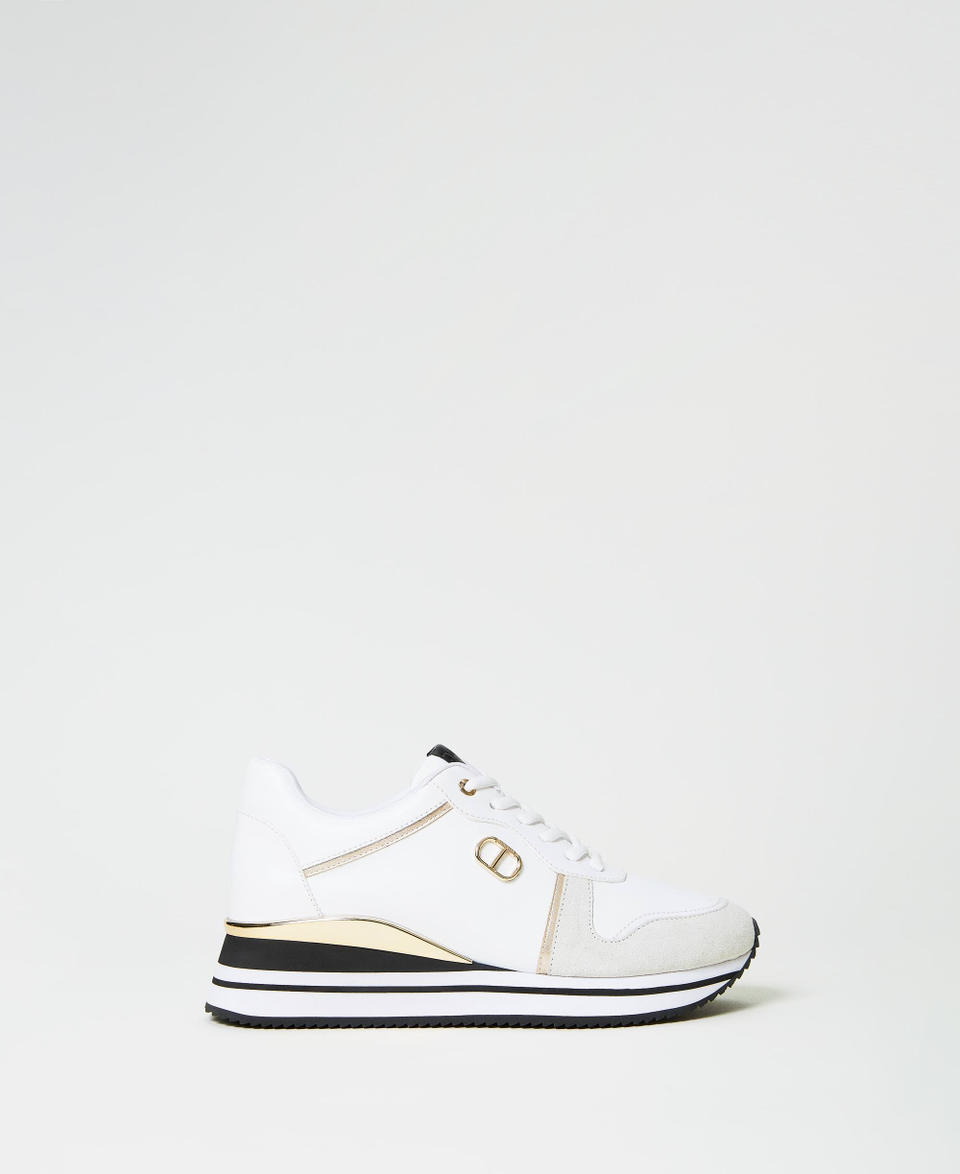 Sneakers running in pelle Bianco Donna 232TCT210_00001_01