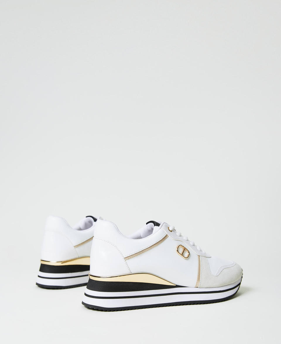 Sneakers running in pelle Bianco Donna 232TCT210_00001_03