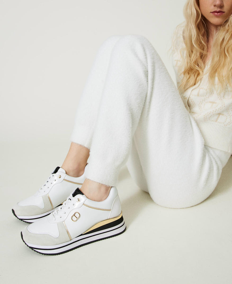 Leather running trainers White Woman 232TCT210_00001_S0