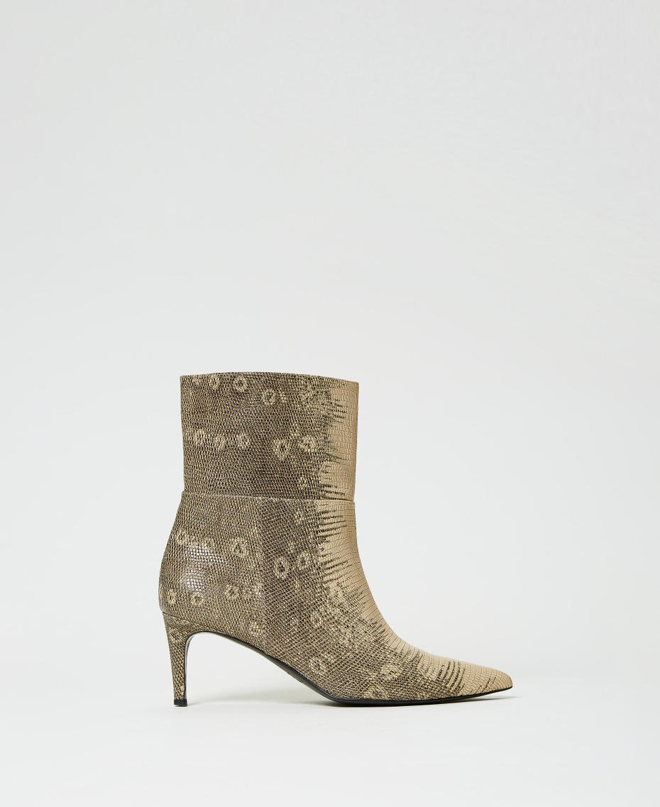 Bottines en cuir imprimé lézard