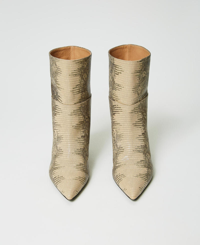 Bottines en cuir imprimé lézard