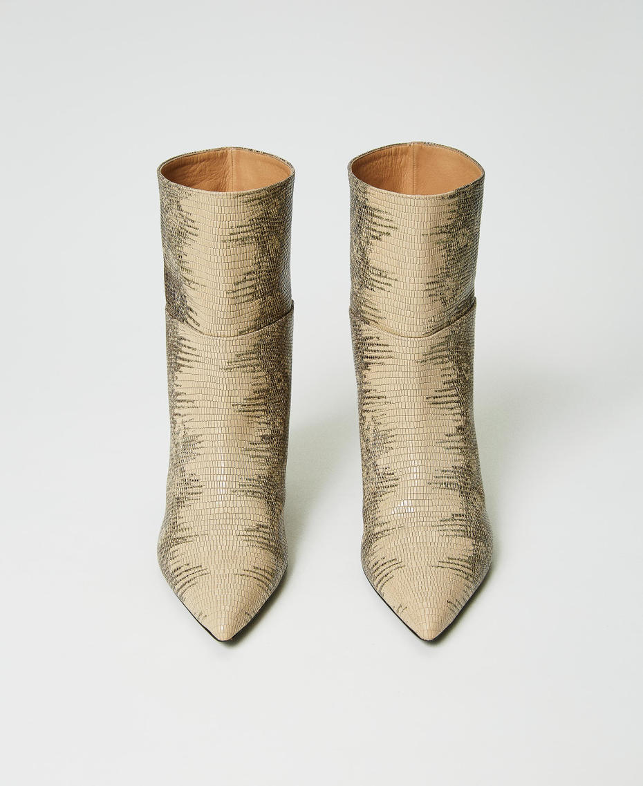 Bottines en cuir imprimé lézard