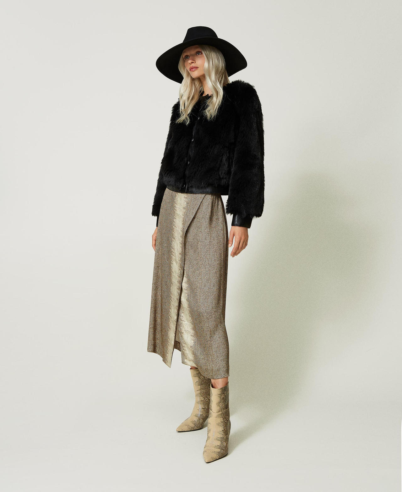 Bottines en cuir imprimé lézard