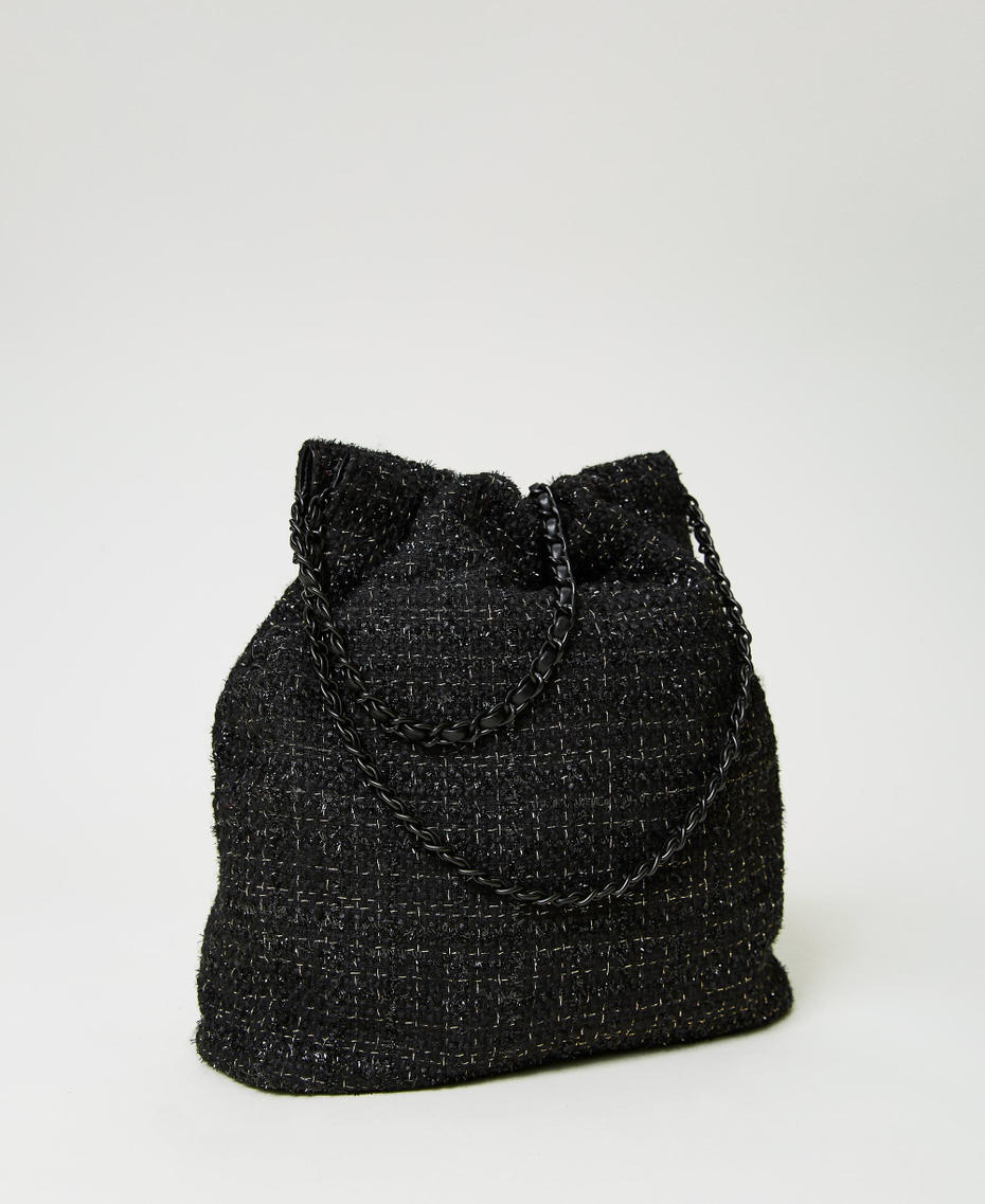 ‘Bon Bon’ tweed hobo bag Black Tweed Woman 232TD8090-03