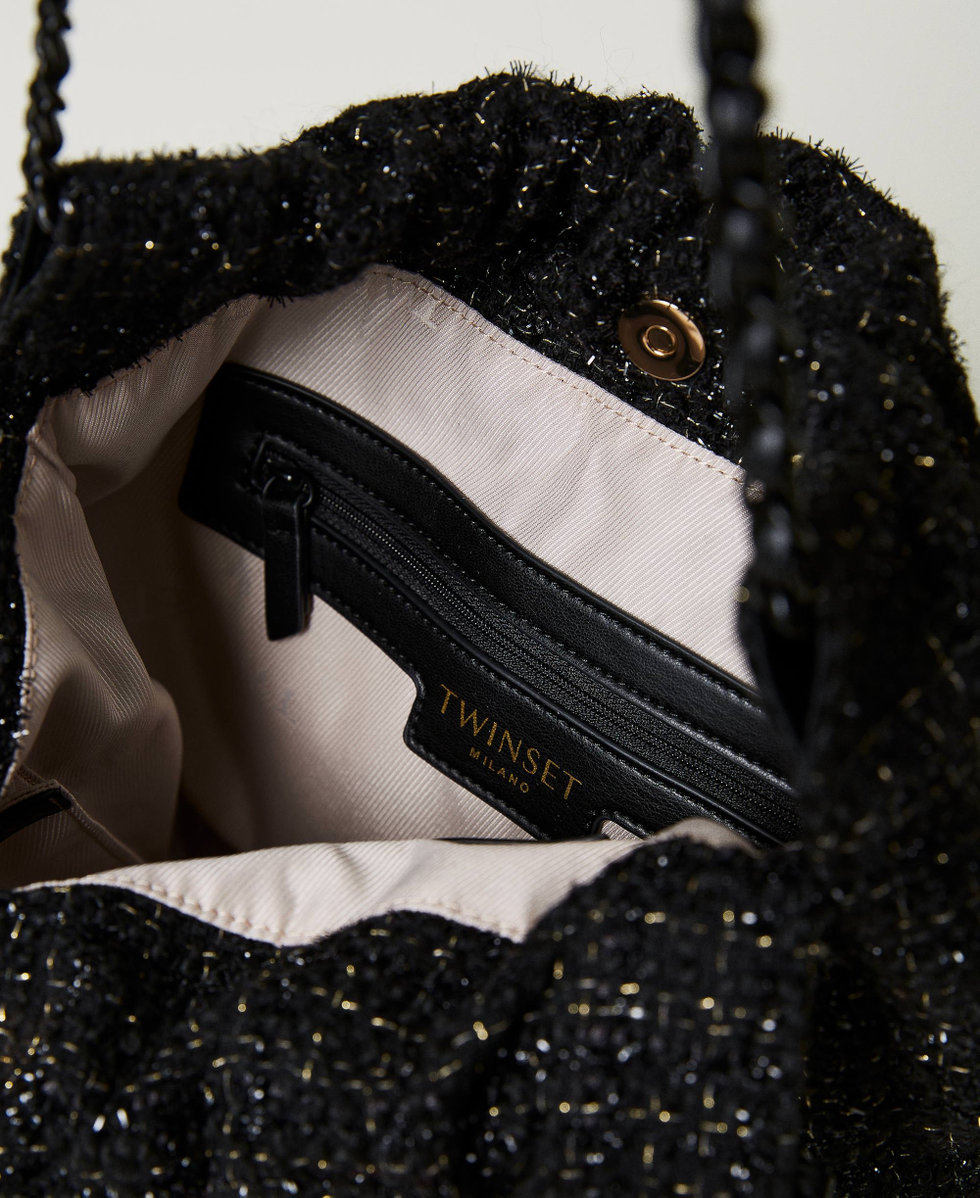 Bon Bon' tweed hobo bag Woman, Black | TWINSET Milano