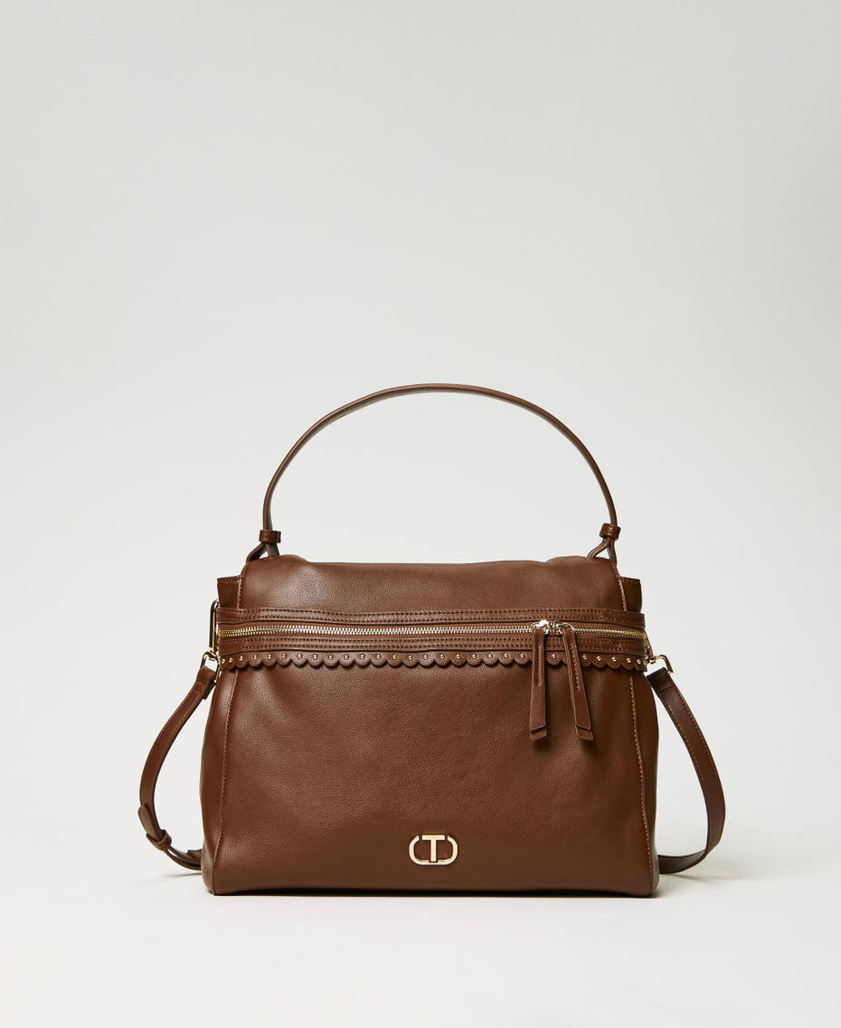 Large ‘Cécile’ top handle bag Chocolate Woman 232TD8111-01