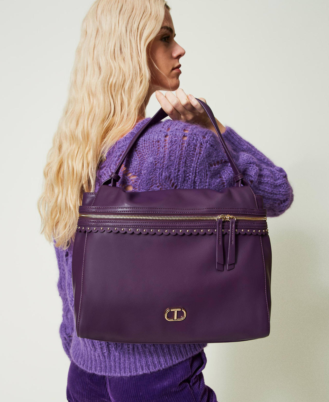 Large ‘Cécile’ top handle bag Violet Woman 232TD8111_00693_0S