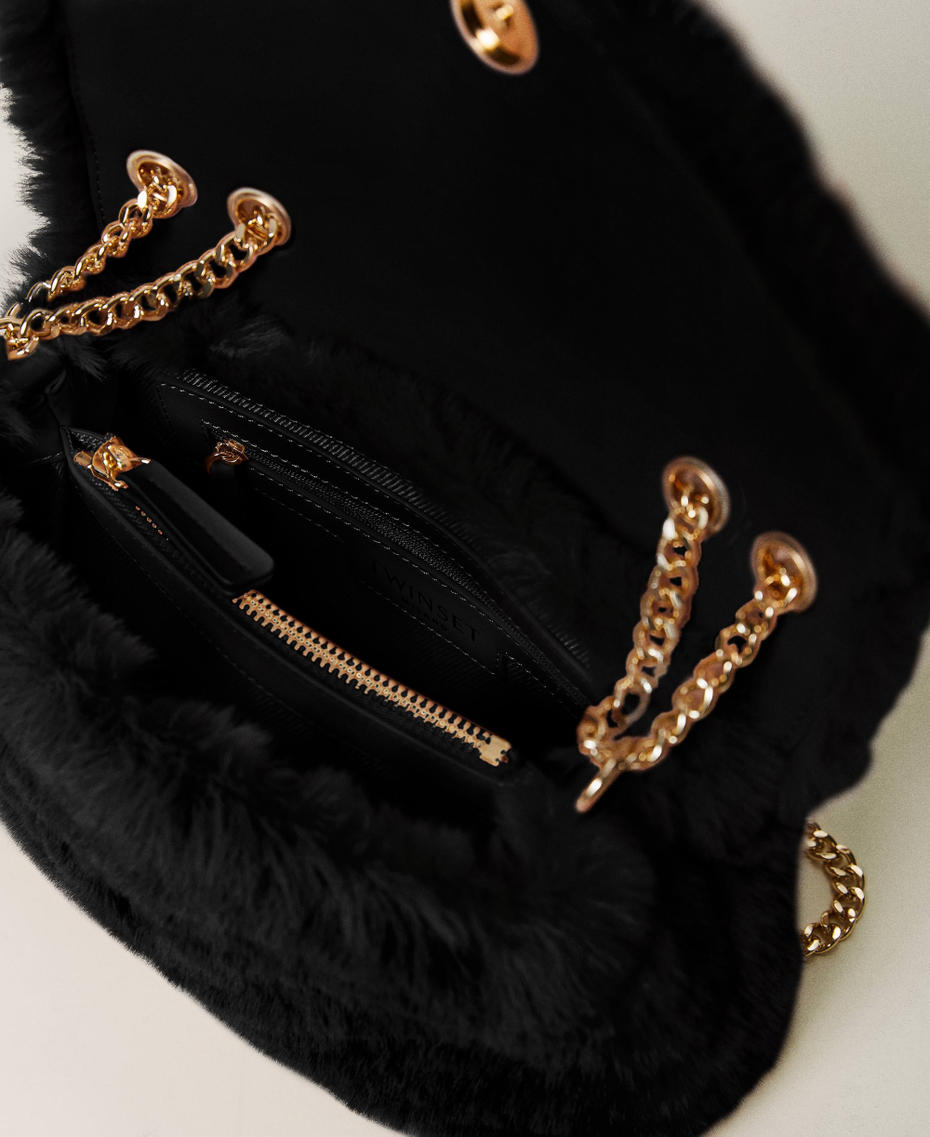 Borsa a tracolla ‘Dreamy’ soft in faux fur Nero Donna 232TD8170_00006_04
