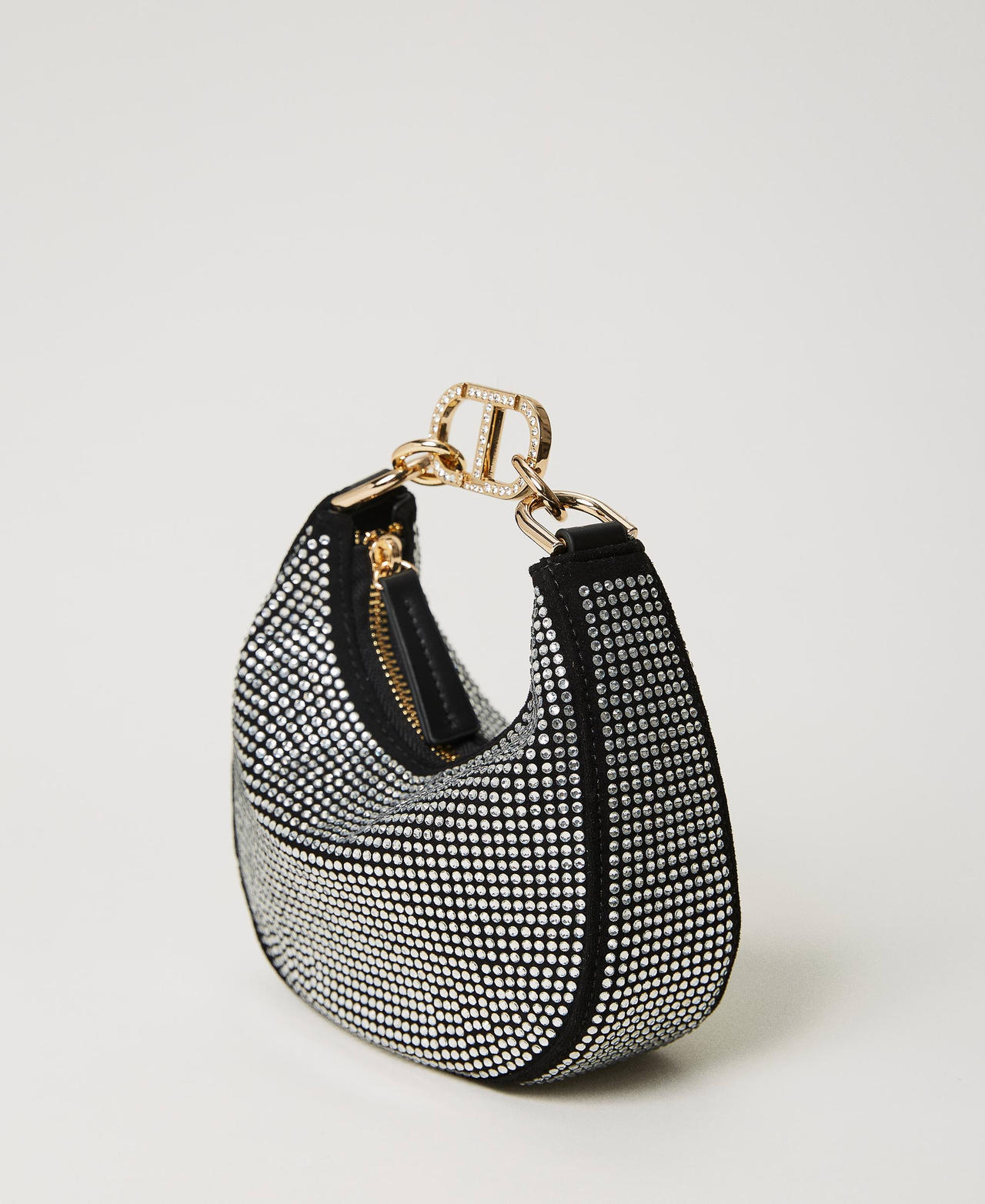 ‘Mini Croissant’ bag with rhinestones Black Woman 232TD8210_00006_02