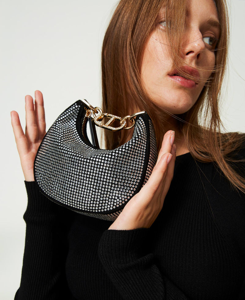 Sac de soir&eacute;e &laquo;&nbsp;Mini Croissant&nbsp;&raquo; avec strass Noir Femme 232TD8210_00006_S0