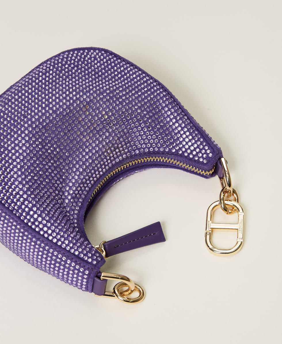 Mini Croissant' bag with rhinestones Woman, Purple | TWINSET