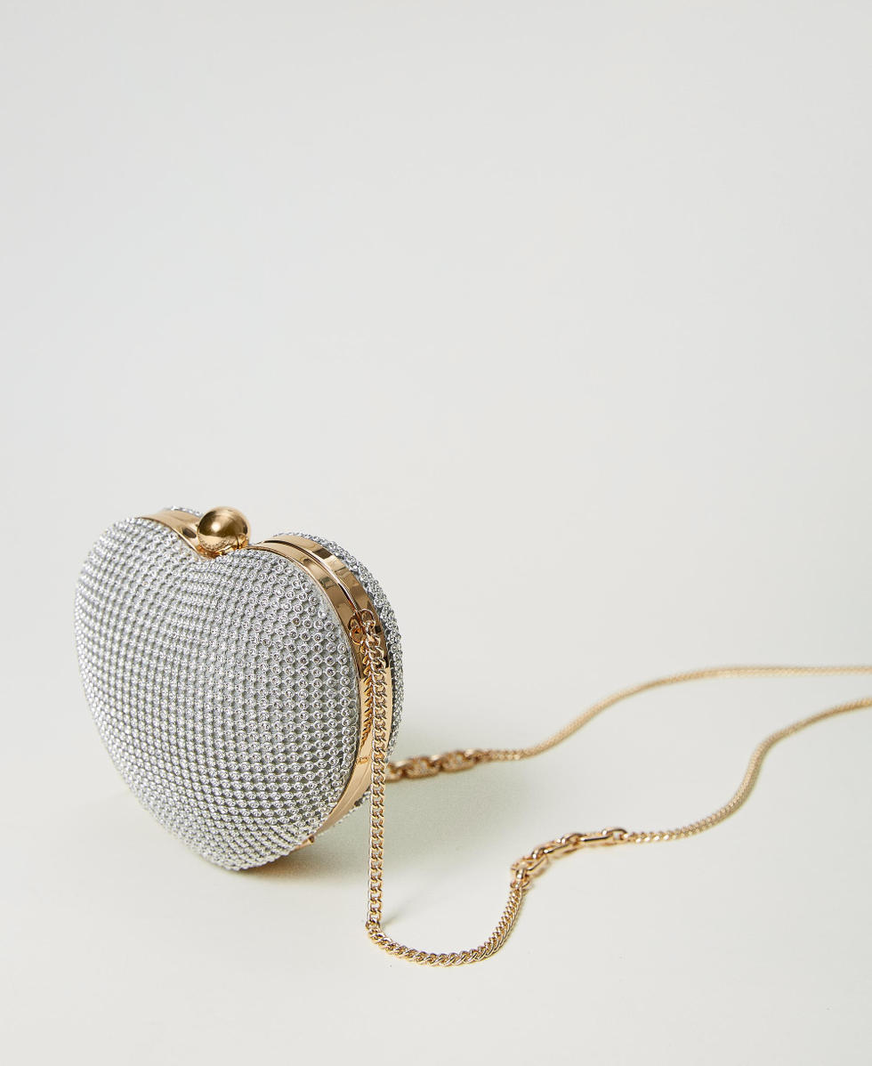 UMREN Pochette Da Sera Donna A Cuore Con Strass – Argento – Matrimonio E Cerimonie - 4